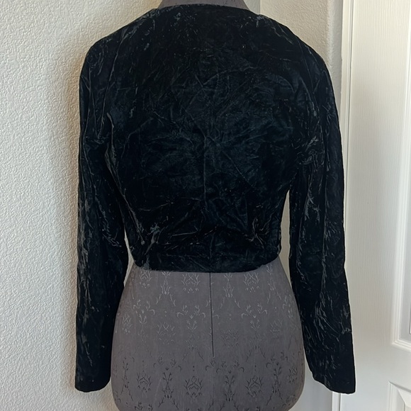 Vintage R&K Evening Velvet Crop Jacket Silver Leaf Embroidery Glam Formal Wear - Picture 3 of 8